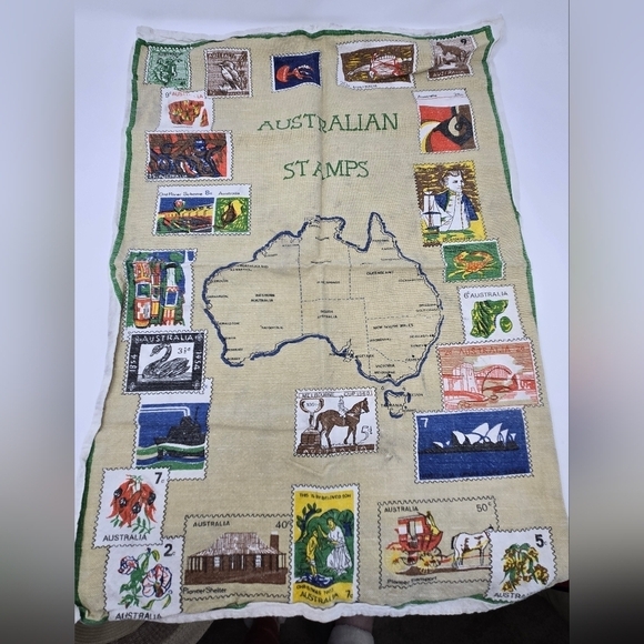 AUSTRALIA TRAVEL SOUVENIR LOT APRON DISH TOWEL MAP VINTAGE KITCHEN LINENS NEW - Picture 8 of 14